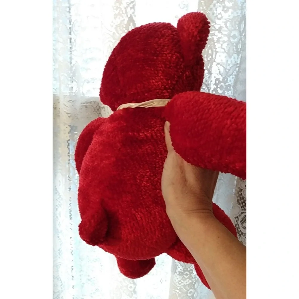 Red Plush Bear Russ Berrie Antonio w/ Bow Handmade Vintage 18